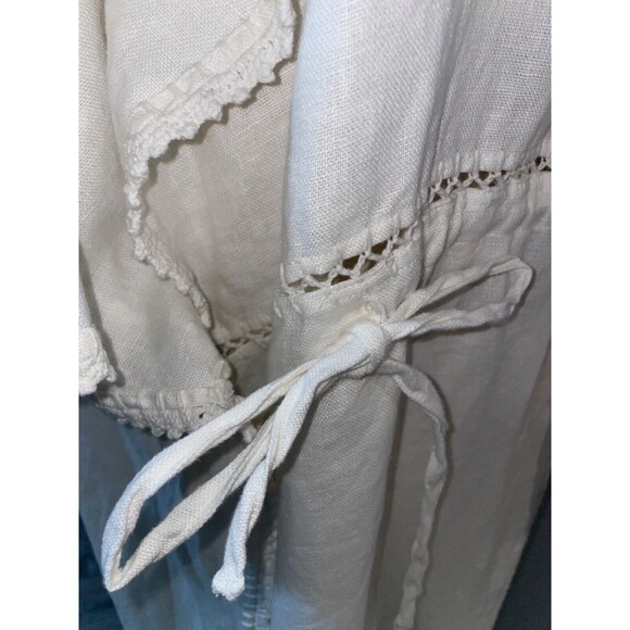 Zara Woman White Linen Duster Trench Coat size XS Oversized Lagenlook Minimalist - Picture 4 of 11